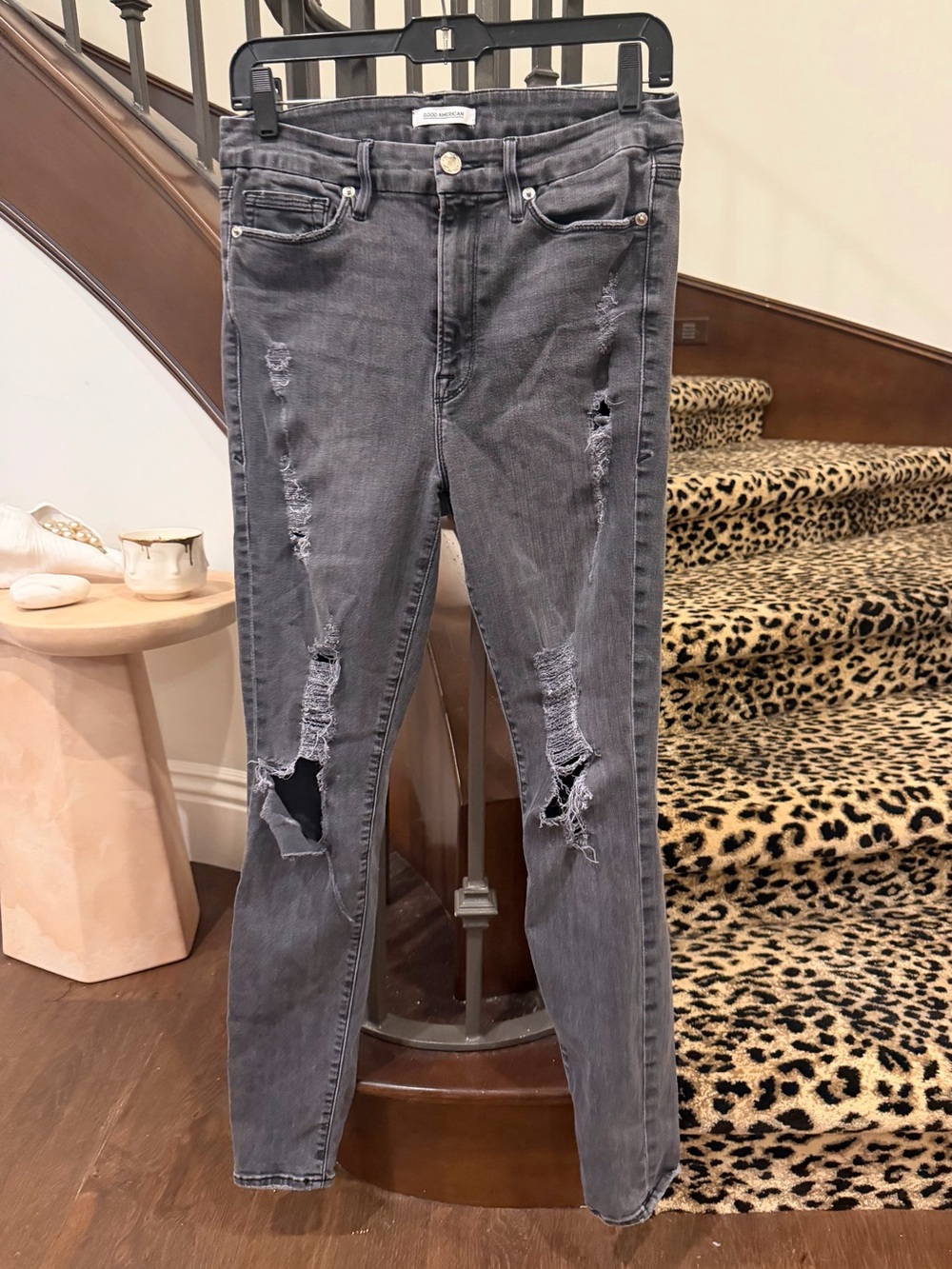 Good American Distressed Grey Women’s Skinny Jeans, Size 10